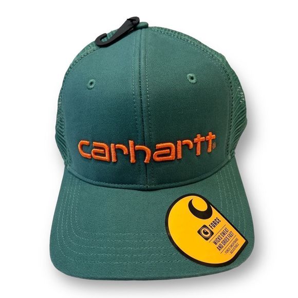 Carhartt Green Orange Canvas Msg Back Logo Graphic Cap Snap Back One Size - Picture 2 of 5